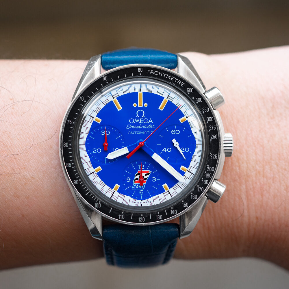 Omega speedmaster schumacher blue sale