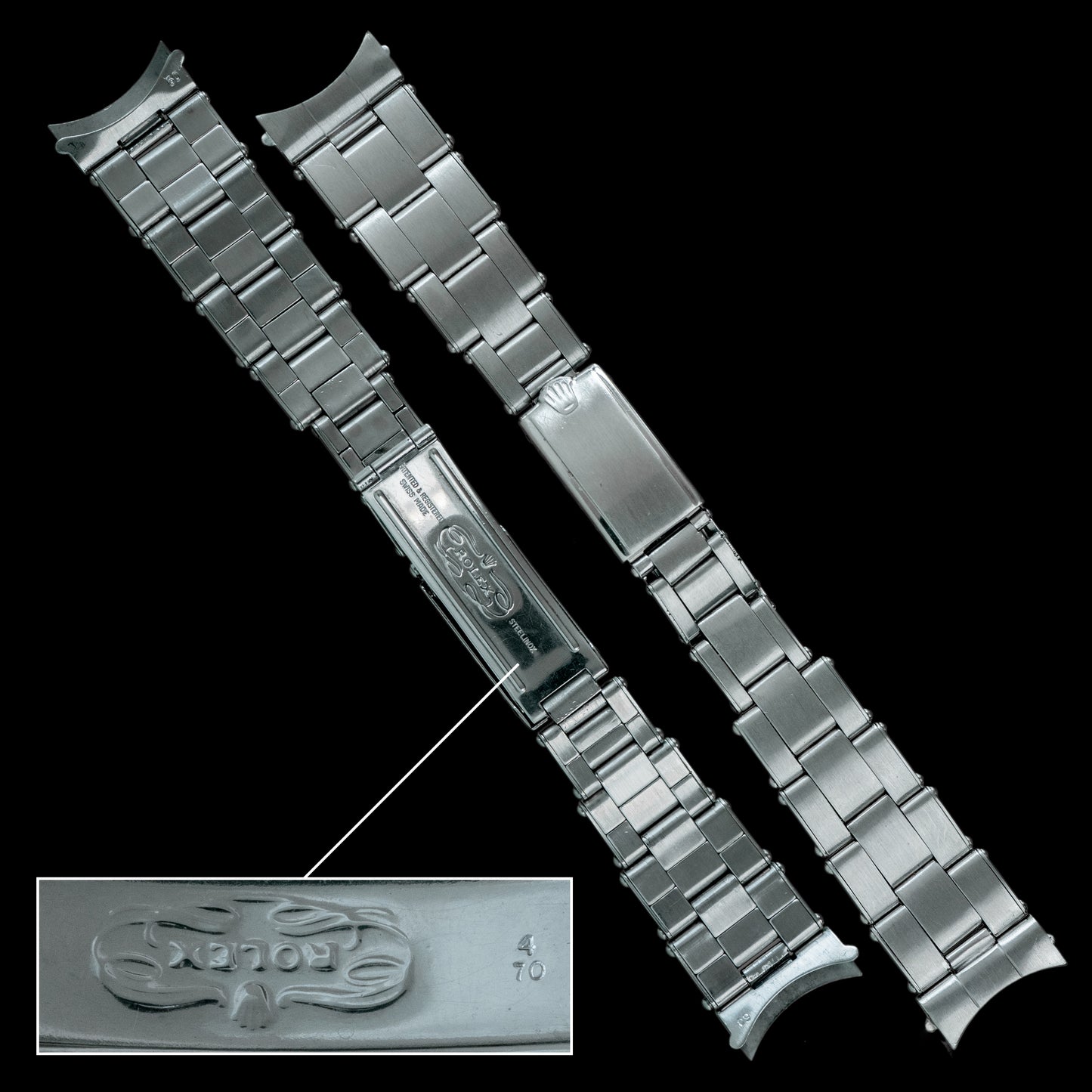 No. b3555 / Rolex 19mm Rivet Bracelet - 1970s